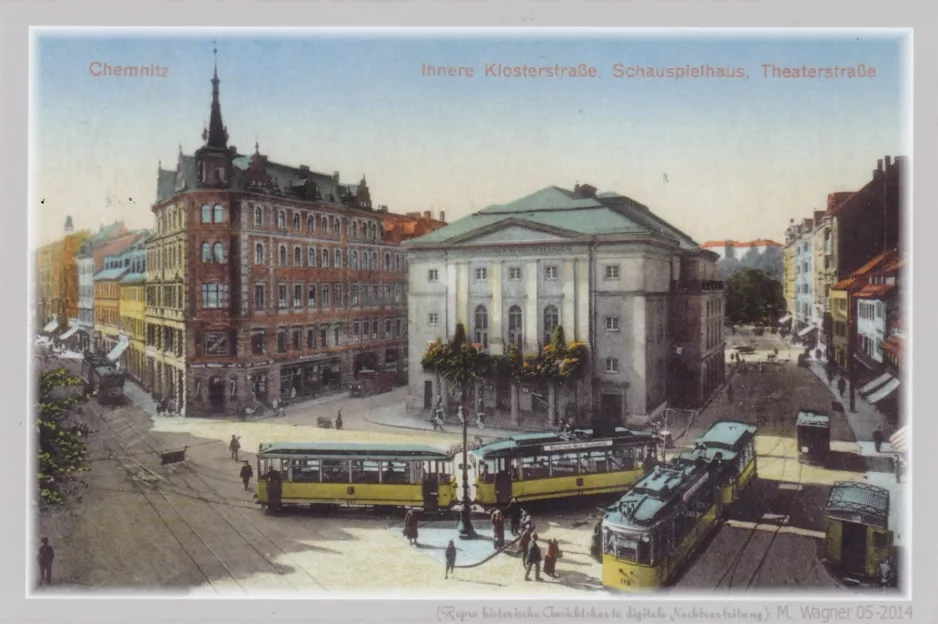 Postcard: Chemnitz tram line 10 on Theaterstraße (2014)