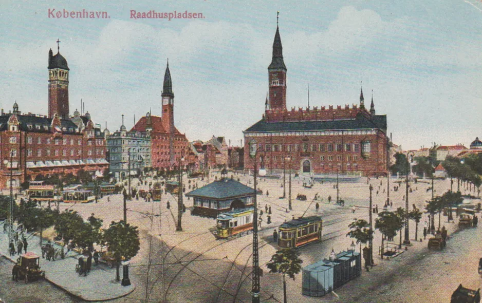 Postcard: Copenhagen Main line at Rådhuspladsen (1900)