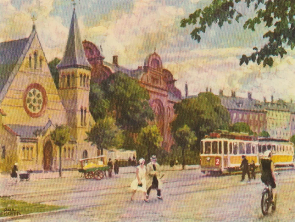 Postcard: Copenhagen tram line 2 on Gyldenløvesgade (1924-1926)
