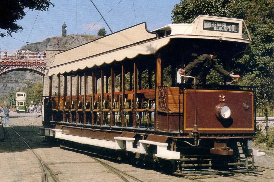 Postcard: Crich museum line with railcar 2 on Crich Tramway Village (1970)