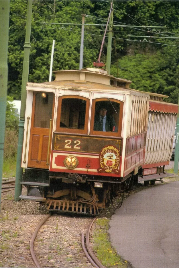 Postcard: Douglas, Isle of Man Manx Electric Railway with railcar 22 near Laxey (1993)