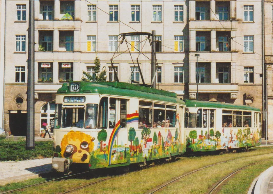 Postcard: Dresden railcar 201 601-8 on Wettiner Platz (2003)