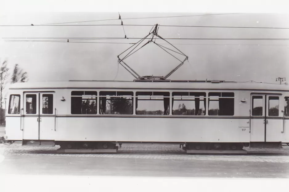 Postcard: Essen railcar 517 at the depot Betriebshof Stadtmitte (1938)