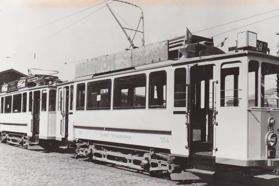 Postcard: Essen railcar 554 at the depot Betriebshof Stadtmitte (1958)