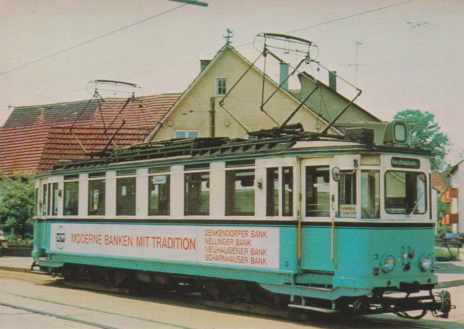 Postcard: Esslingen am Neckar tram line END with railcar 3 at Neuhausen (1976)
