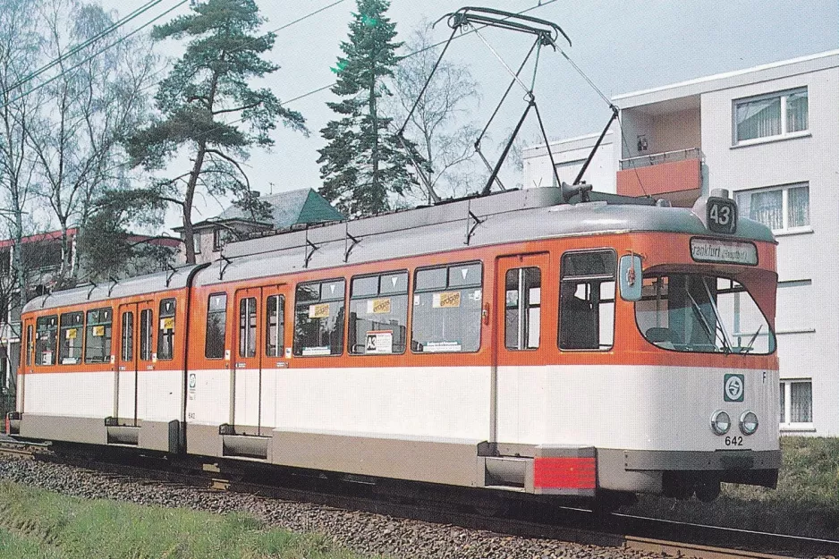 Postcard: Frankfurt am Main articulated tram 642 at Verkehrsmuseum (1990)