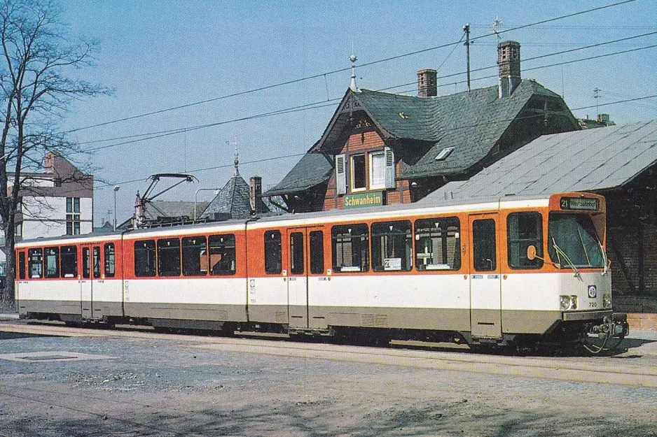 Postcard: Frankfurt am Main articulated tram 720 at Verkehrsmuseum (1990)