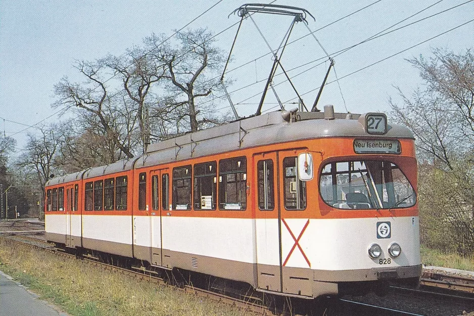 Postcard: Frankfurt am Main articulated tram 828 at Verkehrsmuseum (1990)