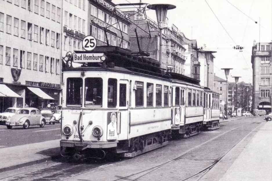 Postcard: Frankfurt am Main regional line 25 with railcar 393 at Goethplatz (1955)