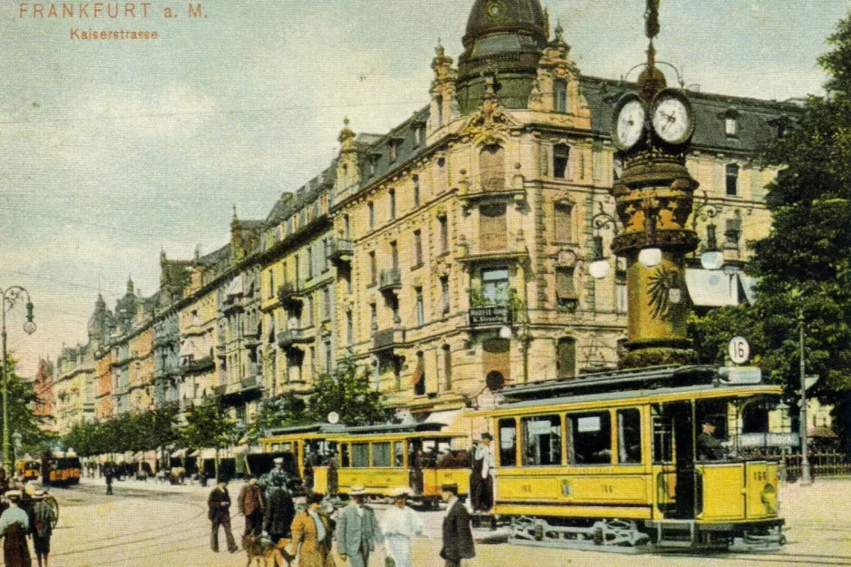 Postcard: Frankfurt am Main tram line 16 with railcar 166 near Weserstr. / Münchener Str. (1901)