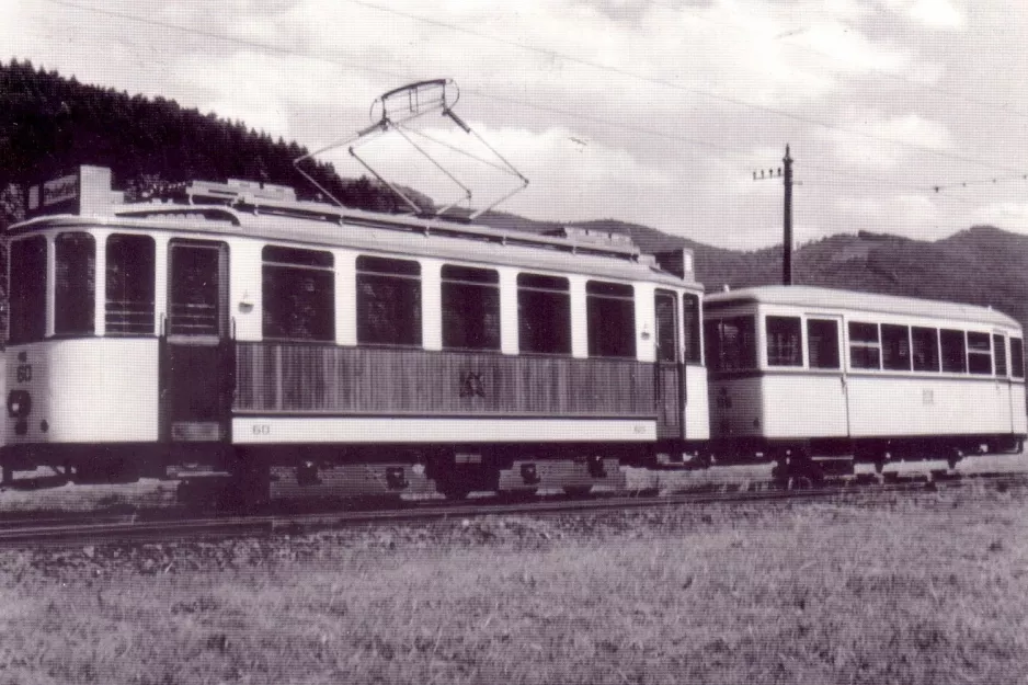Postcard: Freiburg im Breisgau railcar 60 near Günterstal (1949)