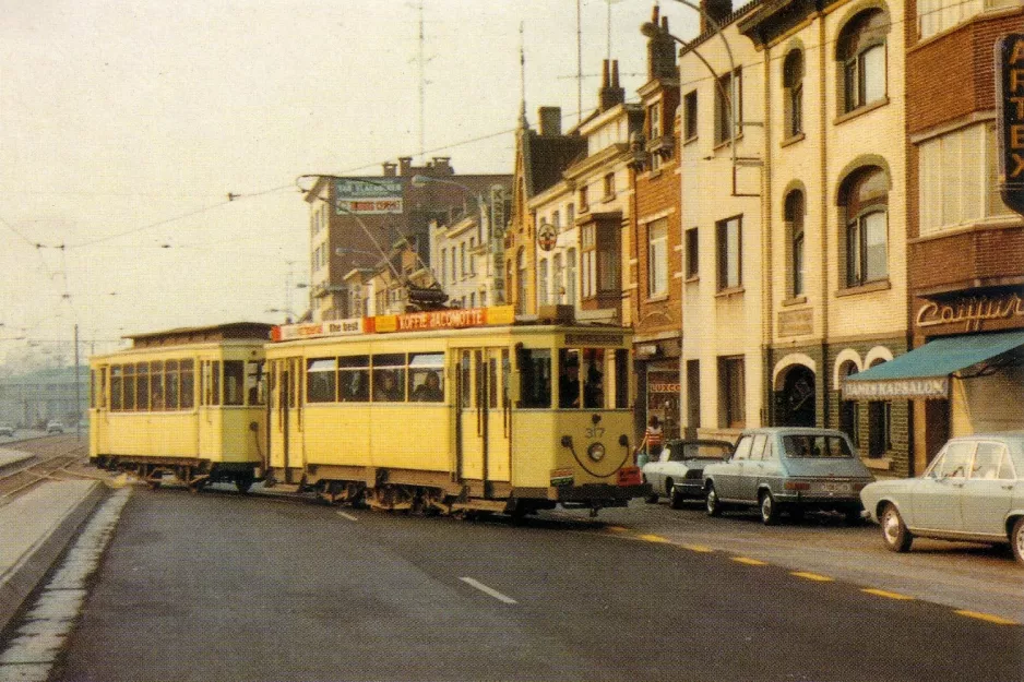Postcard: Ghent tram line 2 with railcar 317 on Brusselse Steenweg (1972)