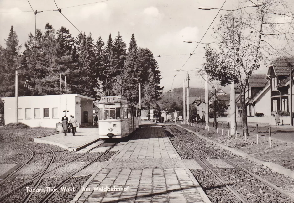 Postcard: Gotha regional line 4 Thüringerwaldbahn with articulated tram 212 at Tabarz (1969)