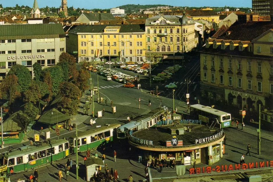 Postcard: Graz extra line 3 on Jakominiplatz (1969)