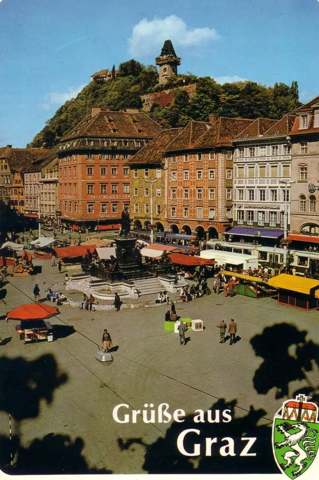 Postcard: Graz on Hauptplatz / Congress (1980)