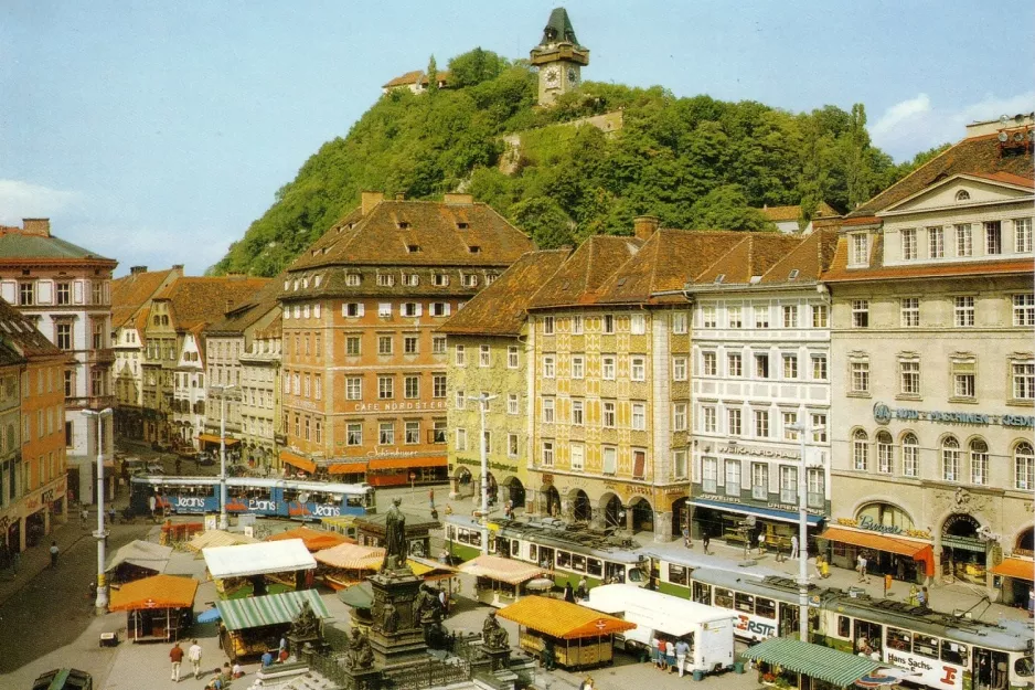 Postcard: Graz on Hauptplatz / Congress (1990)