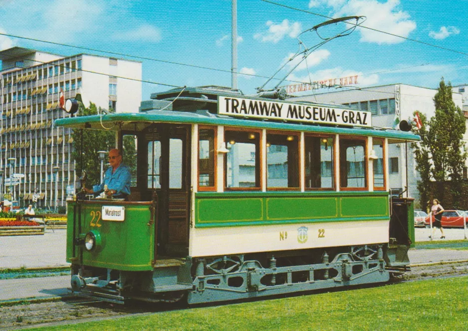 Postcard: Graz railcar 22 on Hauptbahnhof (Europaplatz) (2010)