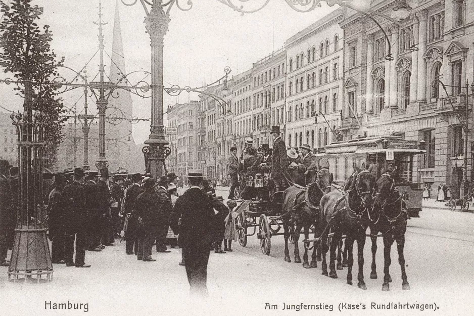 Postcard: Hamburg tram line 11 on Am Jungfernstieg (1895)