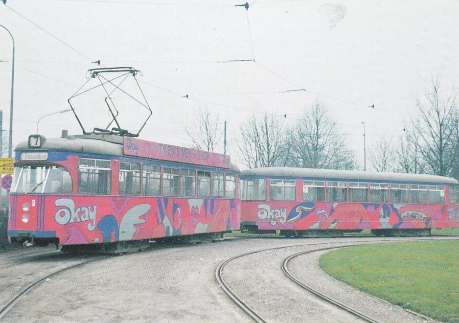 Postcard: Hannover tram line 7 with railcar 404 at Oberricklingen (1971)