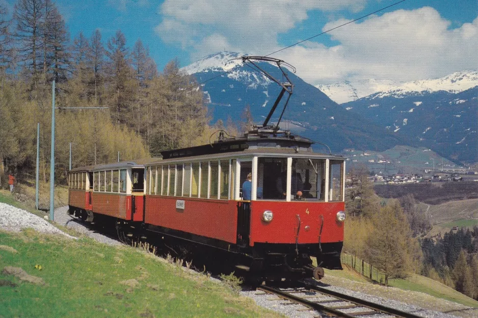 Postcard: Innsbruck Stubaitalbahn (STB) with railcar 4 near Luimes (1982)