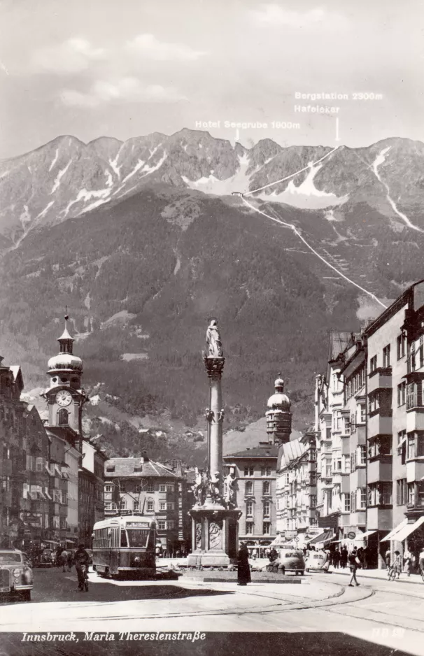 Postcard: Innsbruck tram line 3  on Maria-Theresien-Str. (1963)