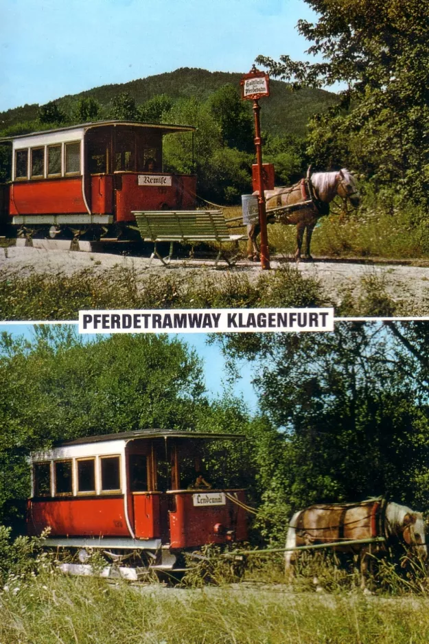 Postcard: Klagenfurt Lendcanaltramway with horse-drawn tram 135 on Nostalgiebahnen in Kärnten (1980)