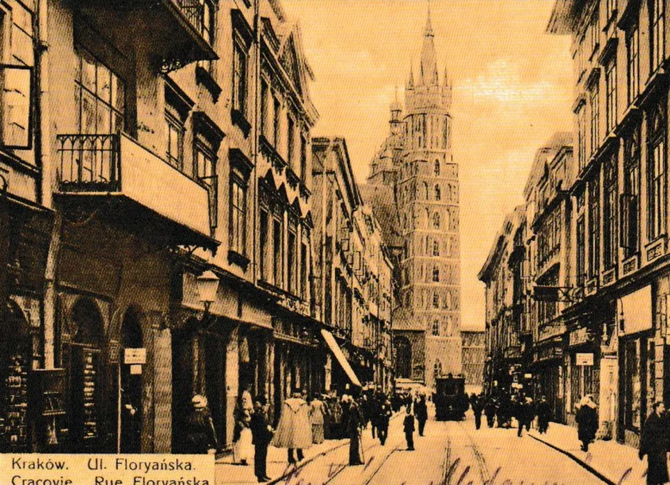 Postcard: Kraków on Floryańska (1910)