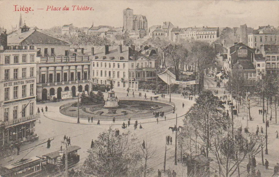 Postcard: Liège on Place du Théátre (Place de l'Opéra) (1913)