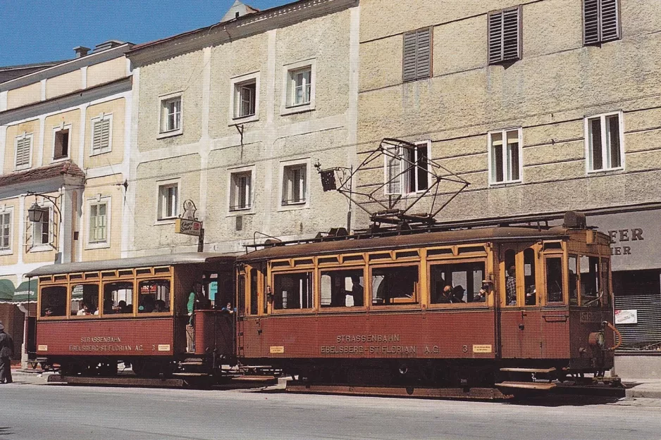 Postcard: Linz tram line F with railcar EM 3 at Ebelsberg (1972)