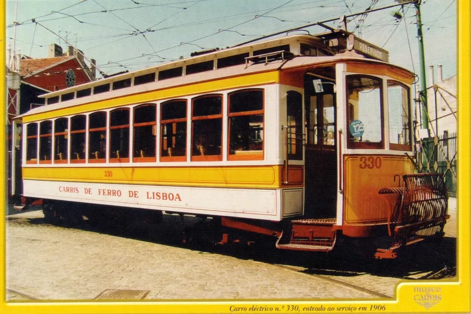 Postcard: Lisbon railcar 330 in front of Museu da Carris (2000)
