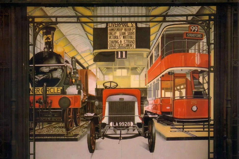 Postcard: London bilevel rail car 290 in London Transport Museum (1983)