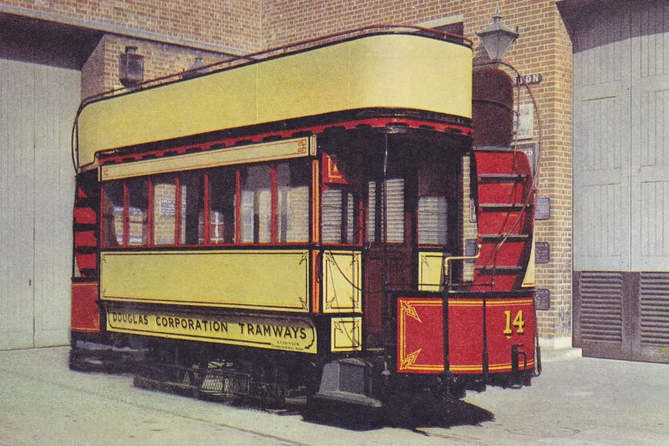 Postcard: London open bilevel horse-drawn tram 14 in Transport Museum (1955)