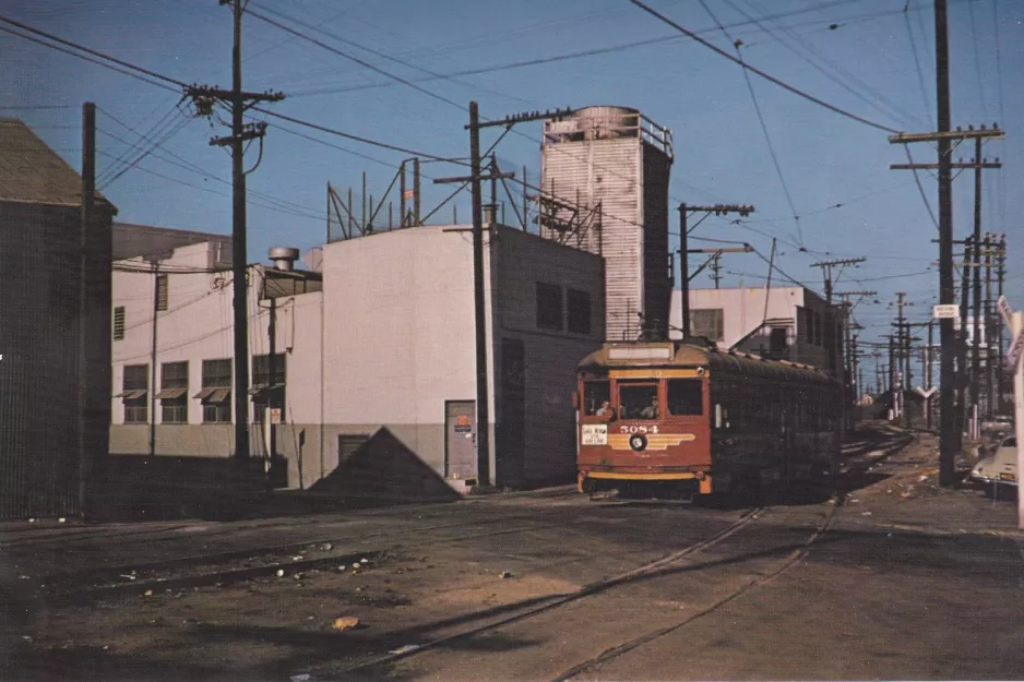 Postcard: Los Angeles Santa Monica Air Line with railcar 5084 near Santa Monica (1952)