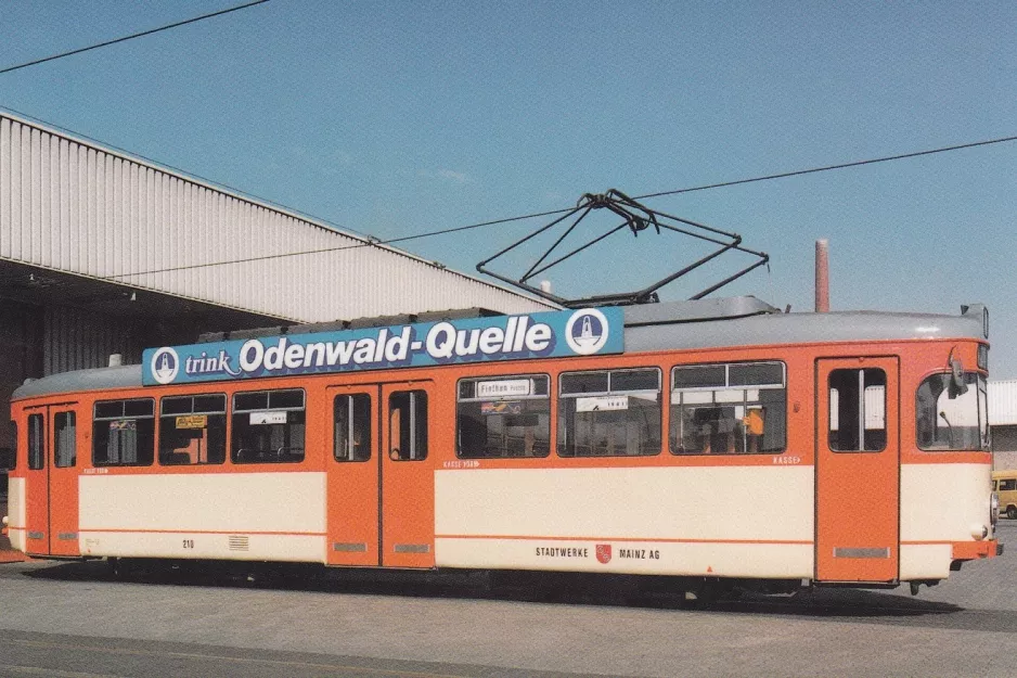 Postcard: Mainz railcar 210 at Kreyßigstr. (1988)