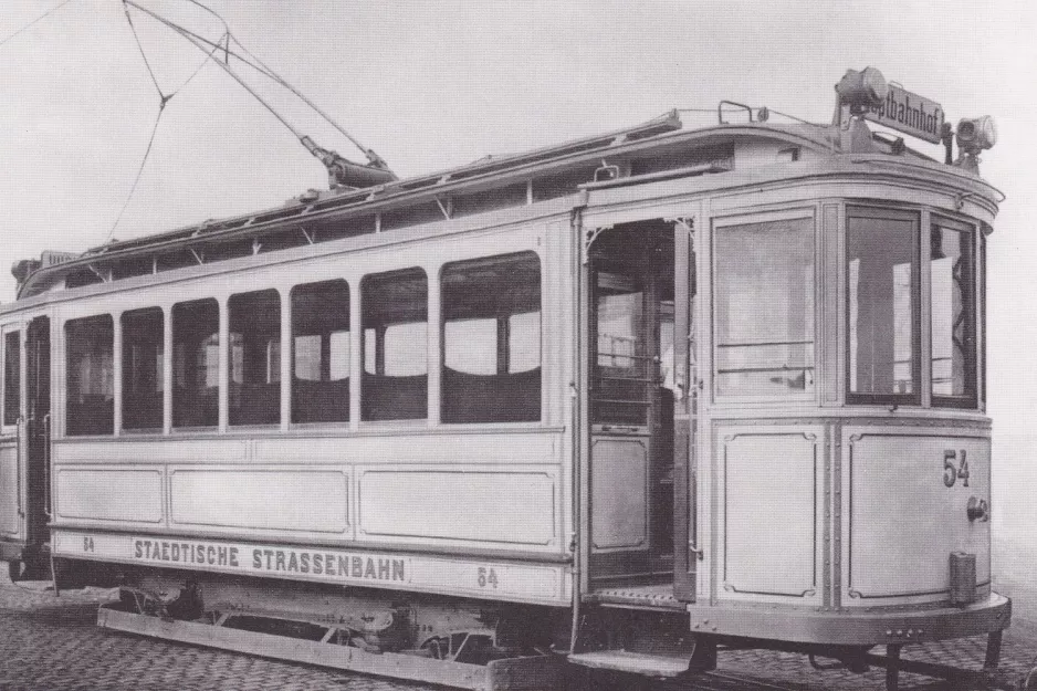 Postcard: Mainz railcar 54 at Kreyßigstr. (1907-1909)