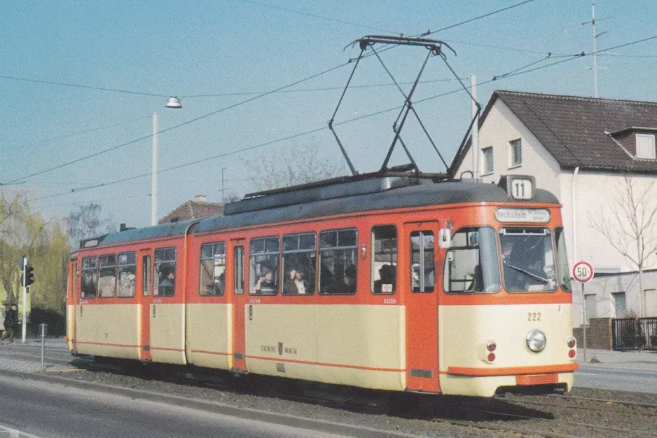 Postcard: Mainz tram line 51 with articulated tram 222 on Elbestraße (1984)