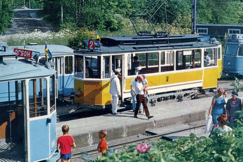 Postcard: Malmköping museum line with railcar 186 at Malmköping (1980)