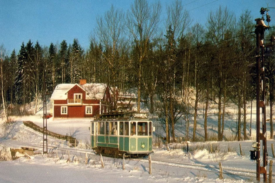 Postcard: Malmköping museum line with railcar 21 at Malmakvarn (1973)