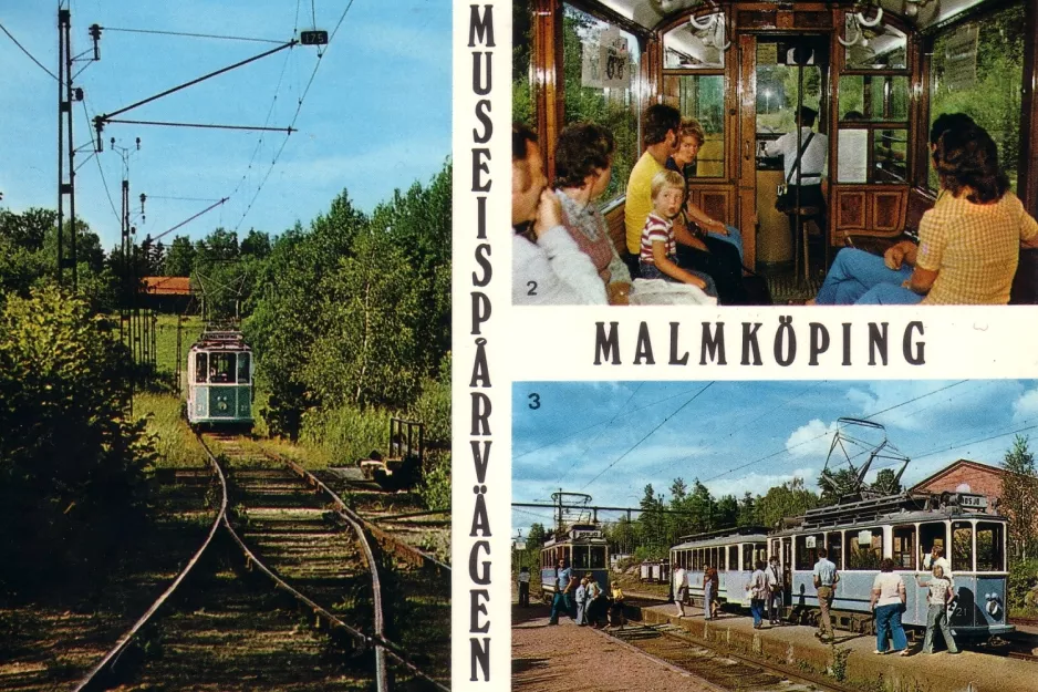 Postcard: Malmköping museum line with railcar 21 on Museispårvägen (1970)