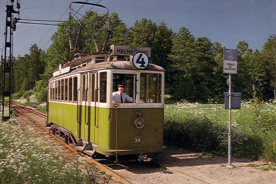 Postcard: Malmköping museum line with railcar 34 at Malmakvarn (1985)