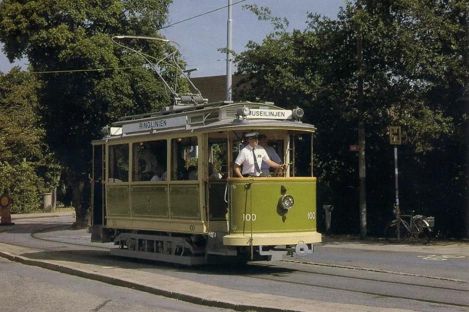 Postcard: Malmö Museum line with railcar 100 at Turbinen (1996)