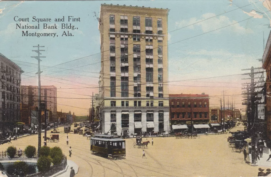 Postcard: Montgomery Lightning Route in the intersection Court Square/Washington avenue (1889)