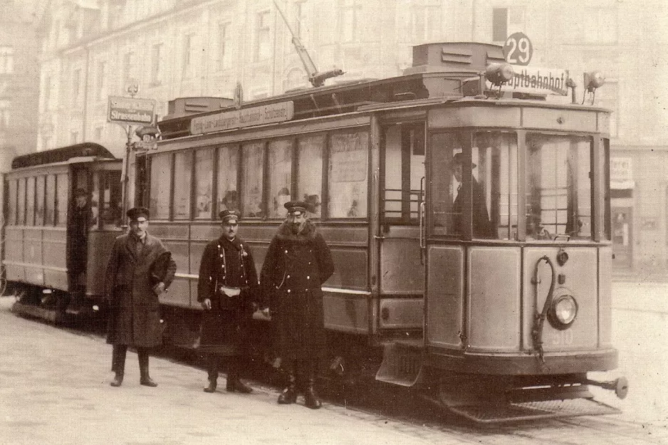 Postcard: Munich extra line 29 with railcar 510 at Ostbahnhof (1920)