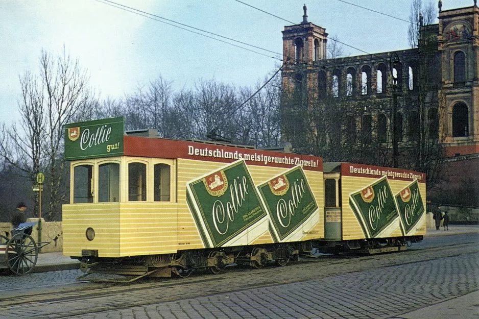 Postcard: Munich railcar 203 on Maximiliansbrücke (1949)