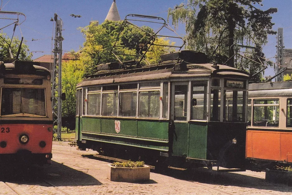 Postcard: Naumburg (Saale) railcar 23 on the side track at Naumburger Straßenbahn  (Heinrich-von-Stephan-Platz) (1992)