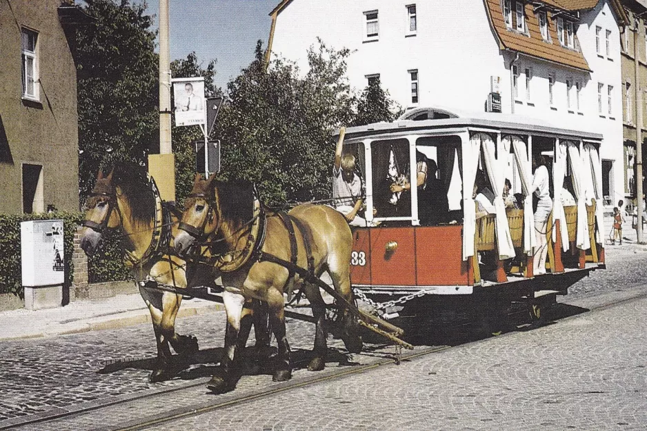 Postcard: Naumburg (Saale) tourist line 4 with horse-drawn tram 133 on Poststr. (1994)