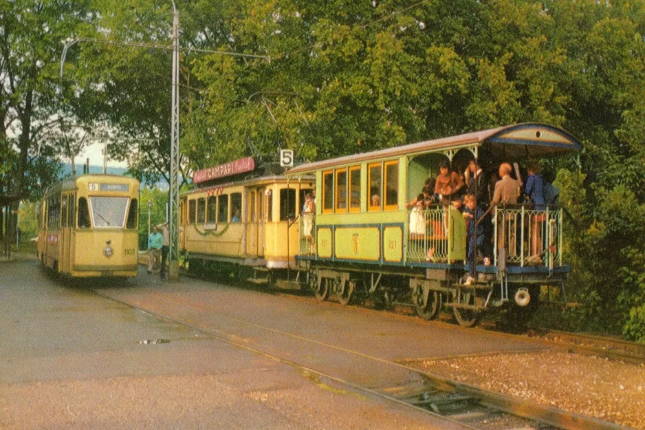 Postcard: Neuchâtel articulated tram 1102 at Colombier (1975)