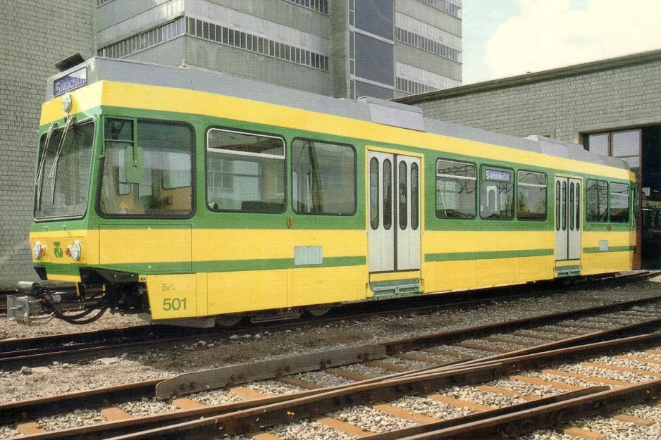 Postcard: Neuchâtel railcar 501 "Boudry" at Dépôt (1981)