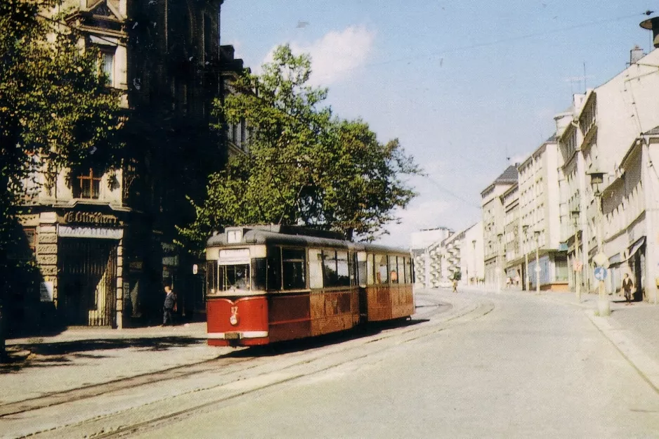 Postcard: Plauen tram line 1 in the intersection Bahnhofstraße/Windmühlenstraße (1984)