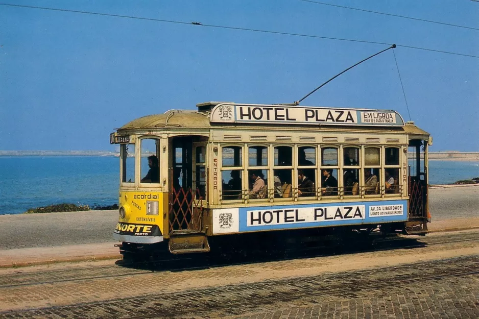 Postcard: Porto tram line 16 with railcar 315 near Matosinhos (1978)